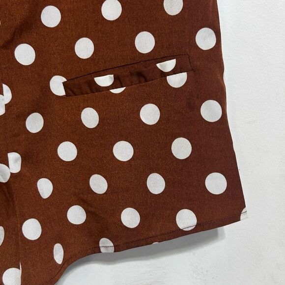 NWT Reverse Mocha White Polka Dot Jumper Size XS Adjustable Straps Patch Pockets - Picture 7 of 7